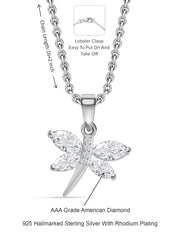 American Diamond Butterfly Necklace In 925 Silver