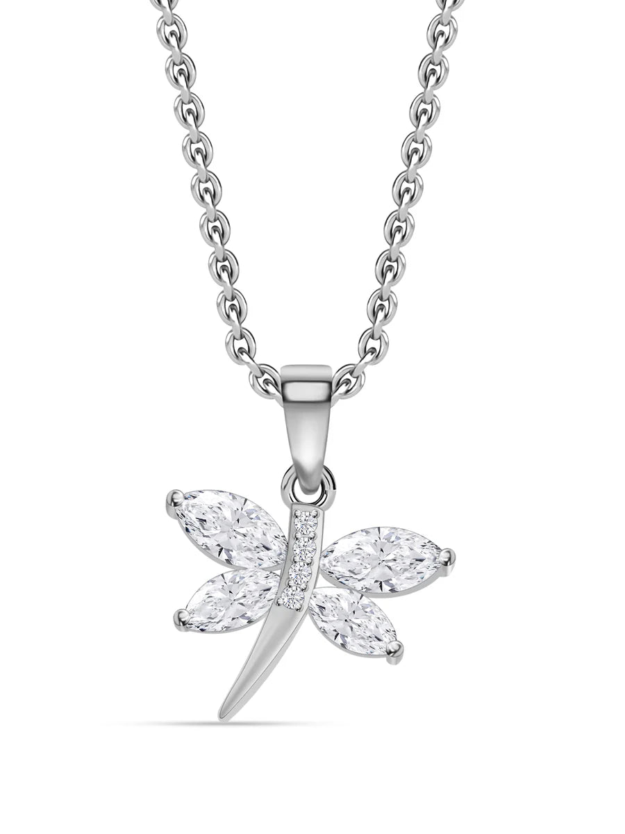 American Diamond Butterfly Necklace In 925 Silver