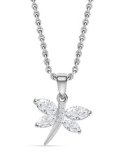 American Diamond Butterfly Necklace In 925 Silver